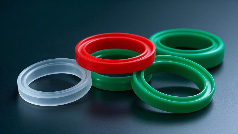 3紅色的綠色的透明的四氟Y型密封圈，比例 16_9